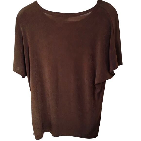 Donna Toran M Top 🤎 Brown Raglan Sleeve Stretchy Casual Side Slit Blouse - Picture 2 of 13